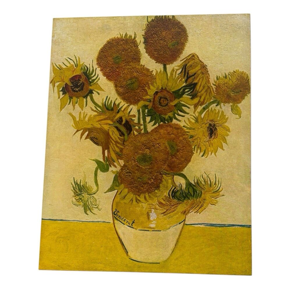 Vintage Vincent Van Gogh Sunflowers Tate Gallery Art Print Lithograph 10x12 1952